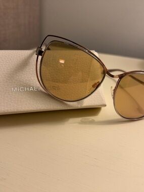 MICHAEL Michael Kors Rose Gold Frame with Brown Lenses Cat-Eye Sunglasses